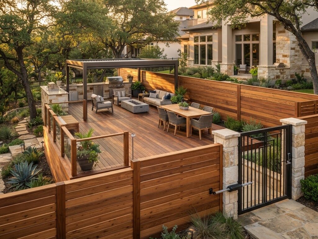 Custom deck and fence built by Curb Creations